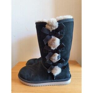 Ugg Koolaburra Women's 6 Victoria Tall Black Faux Fur Lined